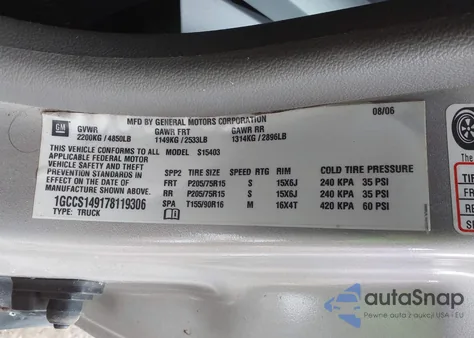 2007 Chevrolet Colorado Ls from USA, damaged, VIN 1GCCS149178119306